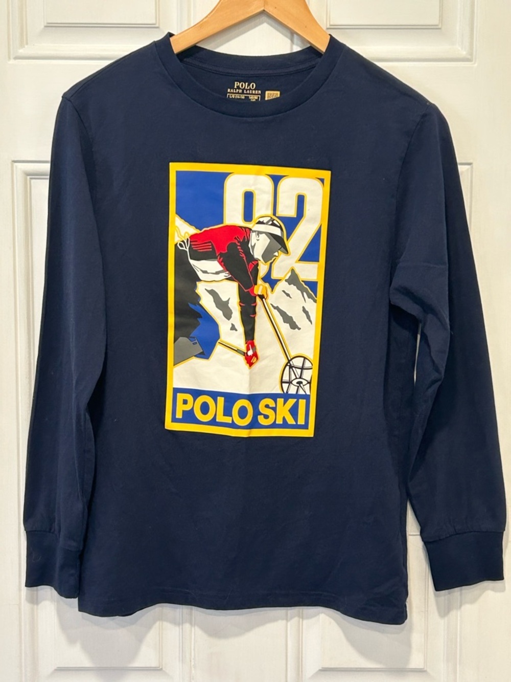 Polo Ralph Lauren Boy’s Graphic Polo Ski Cotton Long-Sleeve T-Shirt, Large